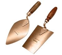 WEDO Non-Sparking 2PCS Brick Trowel Set, Square Tip+Point Tip,Masonry Margin Trowel with Wooden Handle,Spark-Free Safety Concrete Tools for Commercial and DIY Use,Beryllium Copper,Non-Magnetic