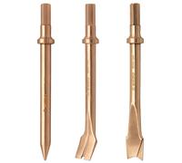 WEDO Non-Sparking 3PCS Air Chisel Set,Tip Width 20mm,Length 125mm(5"),0.39inch(10mm) Hex Shank,Beryllium Copper,Non-Magnetic,Multiple Pneumatic Air Hammer Chisel Bit,BAM & FM Certificate