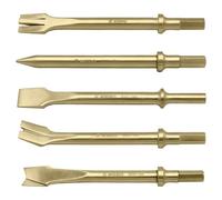 WEDO Non-Sparking 5PCS Air Chisel Set,Tip Width 20mm,Length 125mm(5"),0.39inch(10mm) Hex Shank,Aluminum Bronze,Variety of Pneumatic Air Hammer Chisel Bit for Multiple Applications,BAM & FM Certificate