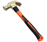 WEDO Non-Sparking Claw Hammer 450g(16oz), Aluminium Bronze | Curved Claw Carpenter Hammer, Non-Slip Fiberglass Handle, DIN Standard, BAM & FM Certificate