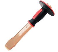 WEDO Non-Sparking Flat Chisel 6 Point Hex,Cement Chisel,Brick Chisel,Masonry Chisel with Thickness Hand Guard,Beryllium Copper,Non-magnetic,Length 350mm,Injection Molding Handle