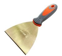 WEDO Non-Sparking Putty Knife Scraper with Fibreglass Handle, Blade 100 mm (4 inches), Spark-free Safety Paint Scraper, Aluminium Bronze, Corrosion Resistance, Paint Scraper, BAM & FM Certificate
