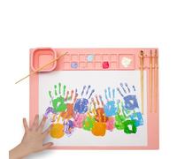 WEDO Silicone Painting Mat with Mixing Panels, Foldable Cup and Brush Holder, Pink Colour, Size Approx. 50.5 x 40.3 x 0.8 cm