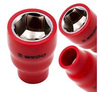 WEDO VDE 1000V Insulated 1/2"Socket,Electricians Injection Hex Socket,CR-V Steel,IEC 60900,Size 22mm
