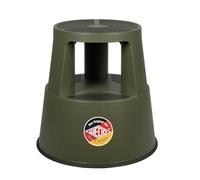 WEDO x FRNK Super Step Rolling Stool, Robust Plastic Step Stool, TÜV/GS Tested According to EN 14183-F, Non-Slip, Rollable, Made in Germany, Height Approx. 43 cm, Load Capacity 150 kg, Olive Green