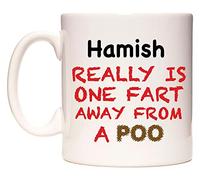 WeDoMugs Hamish Really is ONE Fart Away from A Poo - Ceramic 11oz Coffee Tea Gift Mug Cup