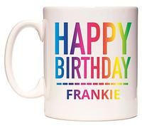 WeDoMugs Happy Birthday Frankie (Rainbow) 11oz Ceramic Coffee Tea Gift Mug Cup