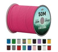 Wedotu 2mm Micro Paracord - Thin Braided 270lb Strength 3-Strand Parachute Cord, 165FT/50M Spool | Versatile Utility Rope for Camping, Hiking, Outdoor Adventures & DIY Projects,Rose Pink