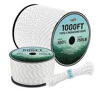 Wedotu-750LB Rope-100ft/500ft/1000ft-4MM-9 Strand Parachute Spool Cord Ideal for Military Nylon String, Camping,Survival Paracord Bracelet,DIY Projects,Hiking,Fishing-Reflective-White,1000ft