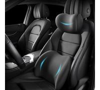 WEDSLK Car Headrest & Lumbar Support Cushion for Suzuki Jimny II GJ Pro SUV, Memory Foam Car Seat Headrest and Lumbar Support Cushion for Neck,Black-Headrest and Lumbar Cushion