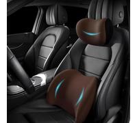WEDSLK Car Headrest & Lumbar Support Cushion for VW Amarok Arteon Atlas Atlas Cross Sport, Memory Foam Car Seat Headrest and Lumbar Support Cushion for Neck,Brown-Headrest and Lumbar Cushion