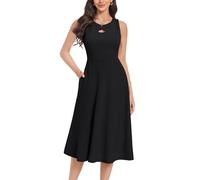 WedTrend 1950s Cocktail Dress for Woman A-line Church Dress Vintage Wedding Guest Dress with Pockets Plus Size Business Midi Dress WTP30010Black2XL