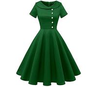 WedTrend 1950s Dresses: Women's Vintage Audrey Hepburn Style Aline Cocktail Swing Tea Party Classic 50s Housewife Dress Army Green XS