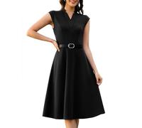 WedTrend Cocktail Dress Elegant Rockabilly Dresses 50s Vintage A Line Swing Dress with Pockets WTP30017BlackL