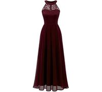 WedTrend Women Halter Evening Gowns Lace Chiffon Long Wedding Party Bridesmaid Dress WT0201Burgundy2XL