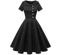 WedTrend Women's 1950s Vintage Audrey Hepburn Style Cocktail Swing DressesBlack L