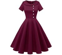 WedTrend Women's 1950s Vintage Audrey Hepburn Style Cocktail Swing DressesBurgundy S