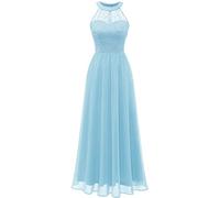 WedTrend Womens Formal Dress Sleeveless Homecoming Dresses Long Floral Lace Plus Size Bridesmaid Dresses Halter Cocktail Dresses for Women WT0201LightBlueM