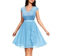 WedTrend Women's Sequin Dress Sparkly Homecoming Dress with Sleeves A Line Swing Semi Formal Dresses Glitter Cocktail Dress for Teens WTS6005BlueS