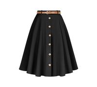 WedTrend Womens Summer Skirts Button Down Vintage Skirt A Line Flowy Skirt for Work Pleated Midi Skirts for Women Trendy WTSK001BlackXL