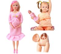 Weduspaty Baby Doll, Pregnant Doll 11.5" ABS Plastic Pregnant Mother Toy With Baby Creative for Home Kids, Style 2