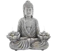 Weduspaty Garden Buddha Statues Resin Buddha Statue with LED Solar Lotus Lights Waterproof Solar Buddha Garden Ornaments for Indoor Outdoor Garden, Patio, Deck, Porch Yard Decor, Buddha