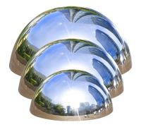 Weduspaty Gazing Balls For Gardens, 3 Pcs Garden Gazing Ball Half Round Gazing Ball 4'', 6'' & 8'' Stainless Steel Gazing Globe Reflective Mirror Big Shiny Balls Hollow Floating Hemispheres