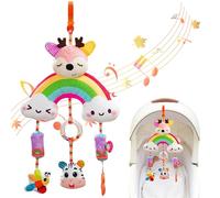 Weduspaty Hanging Toys for Baby Gym, Hanging Baby Toys, Cute Cartoon Calming Stroller with Bells & Teether, for Car, Crib, Home, Style-1