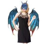 Weduspaty Owl Costume, Dragon Costume Dragon Mask with Horn & Wing Set, PU Foam Halloween Costumes Unisex One Size for Adult Halloween Cosplay Masquerade Carnival