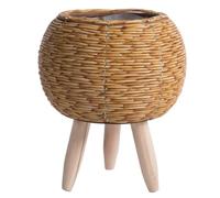Weduspaty Rattan Plant Stand, Plant Pot with Legs, 3.9'' Rustic Wicker Plant Stand, Small Planter Holder, Standing Plant Pot for Balcony Apartment Drawing Room Desktop Decor Style 1, Rattan Plant Pot