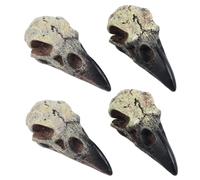 Weduspaty Raven Figurine, Raven Skull for Jewelry Necklace 4Pcs Halloween Simulation Gothic Figurine Scary for Home