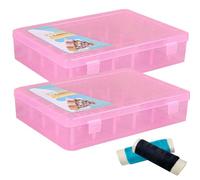 Weduspaty Sewing Thread Storage Holds 42 Spool 2PCS Thread Holder Empty Visible Cotton Reel Storage Plastic Leakproof Sewing Box for Sewing Embroidery Spools Style 2, Sewing Thread Storage