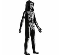 Weduspaty Skeleton Jumpsuit, Halloween Skeleton Costume for Children Hooded Long-Sleeved Jumpsuit for 51.2-55.1 in Height for Home