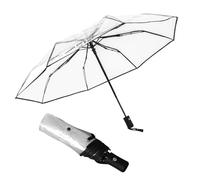 Weduspaty Travel Umbrella Compact, Clear Umbrella Automatic Open Travel Compact Foldable Strong Windproof for Youth Adult Daily Use 22.4 Height (Black Handle)