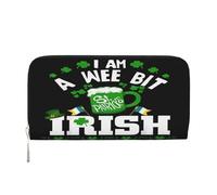 Wee Bit Irish Funny Irish Saint Patrick's Day Ireland Flag PU Leather Wallet for Women Men Credit Card Wallet Long Clutch Purse Around Zipper Wallets
