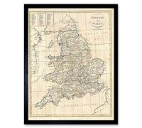 Wee Blue Coo 1799 Clement Cruttwell Map England Vintage Art Print Framed Poster Wall Decor 12X16 Inch