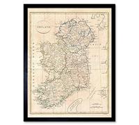 Wee Blue Coo 1799 Clement Cruttwell Map Ireland Vintage Art Print Framed Poster Wall Decor 12X16 Inch