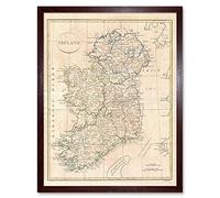 Wee Blue Coo 1799 Clement Cruttwell Map Ireland Vintage Art Print Framed Poster Wall Decor 12X16 Inch