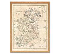 Wee Blue Coo 1799 Clement Cruttwell Map Ireland Vintage Art Print Framed Poster Wall Decor 12X16 Inch