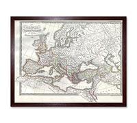 Wee Blue Coo 1850 Map Roman Empire Divided East West Ancient Rome Art Print Framed Poster Wall Decor 12X16 Inch