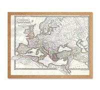 Wee Blue Coo 1850 Map Roman Empire Divided East West Ancient Rome Art Print Framed Poster Wall Decor 12X16 Inch