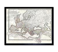 Wee Blue Coo 1850 Map Roman Empire Divided East West Ancient Rome Art Print Framed Poster Wall Decor 12X16 Inch