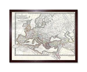 Wee Blue Coo 1850 Map Roman Empire Divided East West Ancient Rome Art Print Framed Poster Wall Decor 12X16 Inch