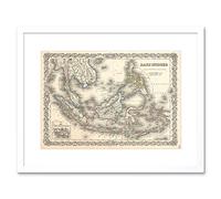 Wee Blue Coo 1855 Colton Map The East Indies Singapore Thailand Borneo Framed Wall Art Print