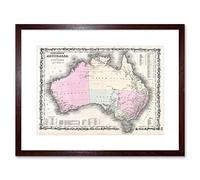 Wee Blue Coo 1861 Johnson And Browning Map Australia 1st Edition Vintage Art Framed Wall Art Print