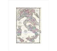 Wee Blue Coo 1862 Johnson Map Italy Naples And Sicily Wall Art Print