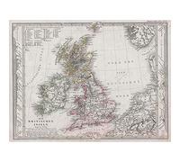 Wee Blue Coo 1862 Stieler Map British Isles England Ireland Scotland Art Print Poster Wall Decor 12X16 Inch