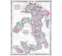 Wee Blue Coo 1864 Johnson's Map Italy Vintage Art Print Poster Wall Decor 12X16 Inch