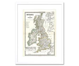 Wee Blue Coo 1865 Spruner Map British Isles England Scotland Ireland Framed Wall Art Print