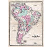 Wee Blue Coo 1870 Johnson Map South America Vintage Art Print Poster Wall Decor 12X16 Inch